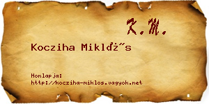 Kocziha Miklós névjegykártya